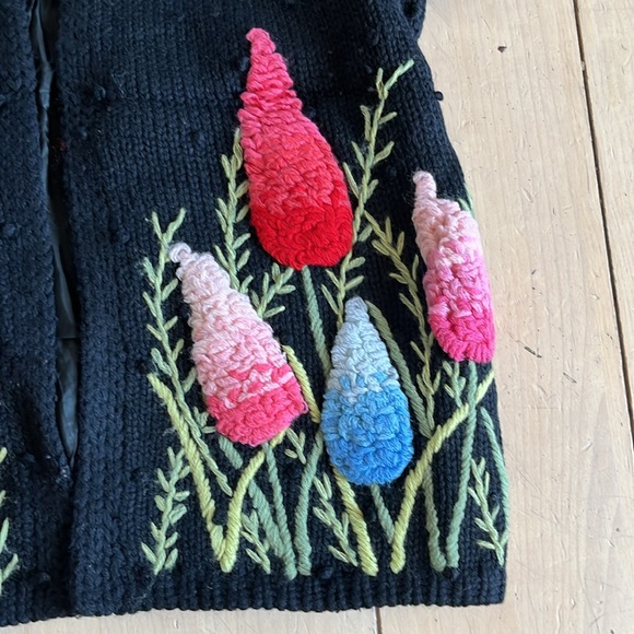 Vintage 70s Wool Knit Open Front Sweater Cardigan - Picture 3 of 9